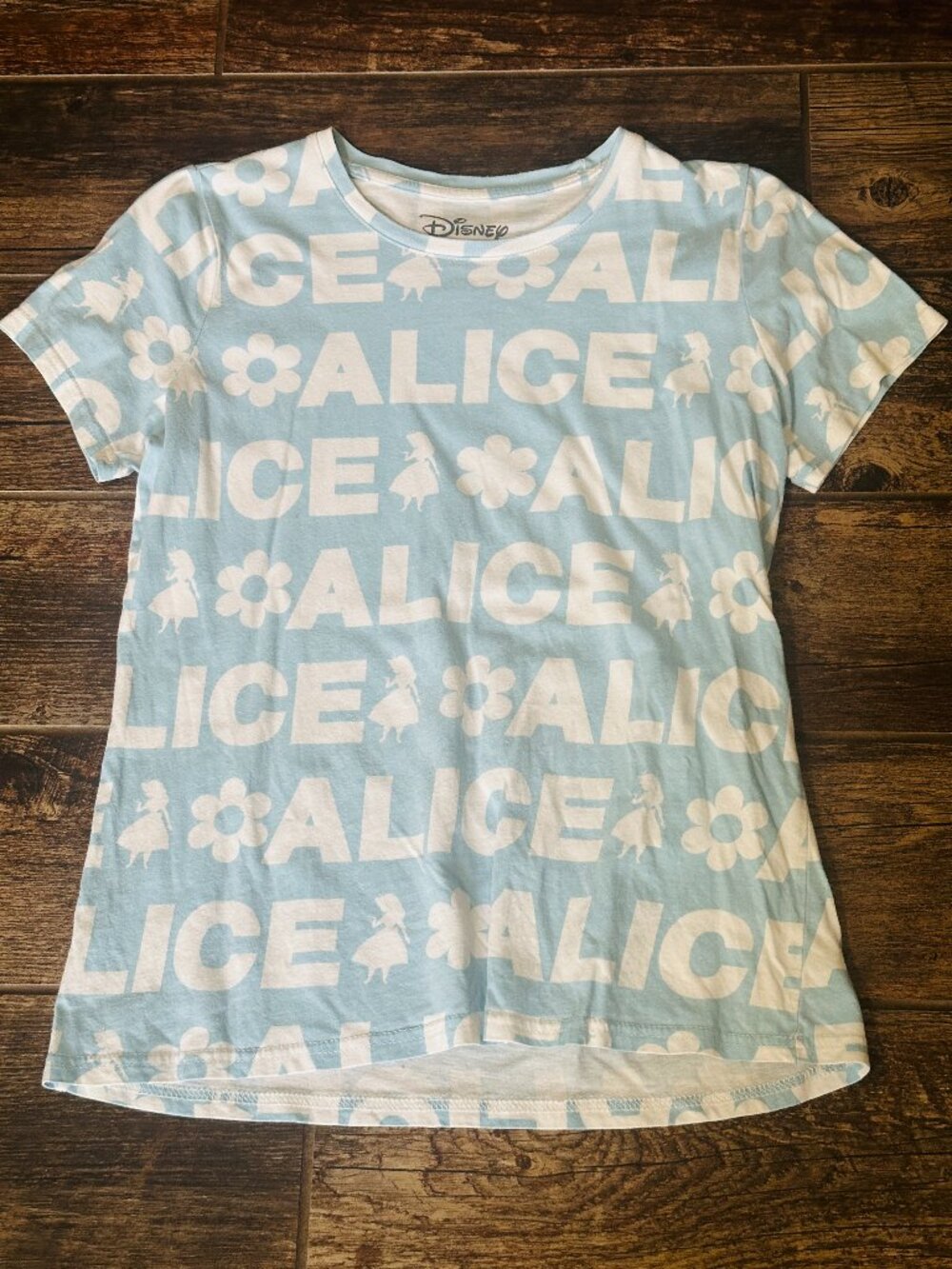 Disney - Alice in Wonderland Graphic T-Shirt - Small - Blue - 100% Cotton - S